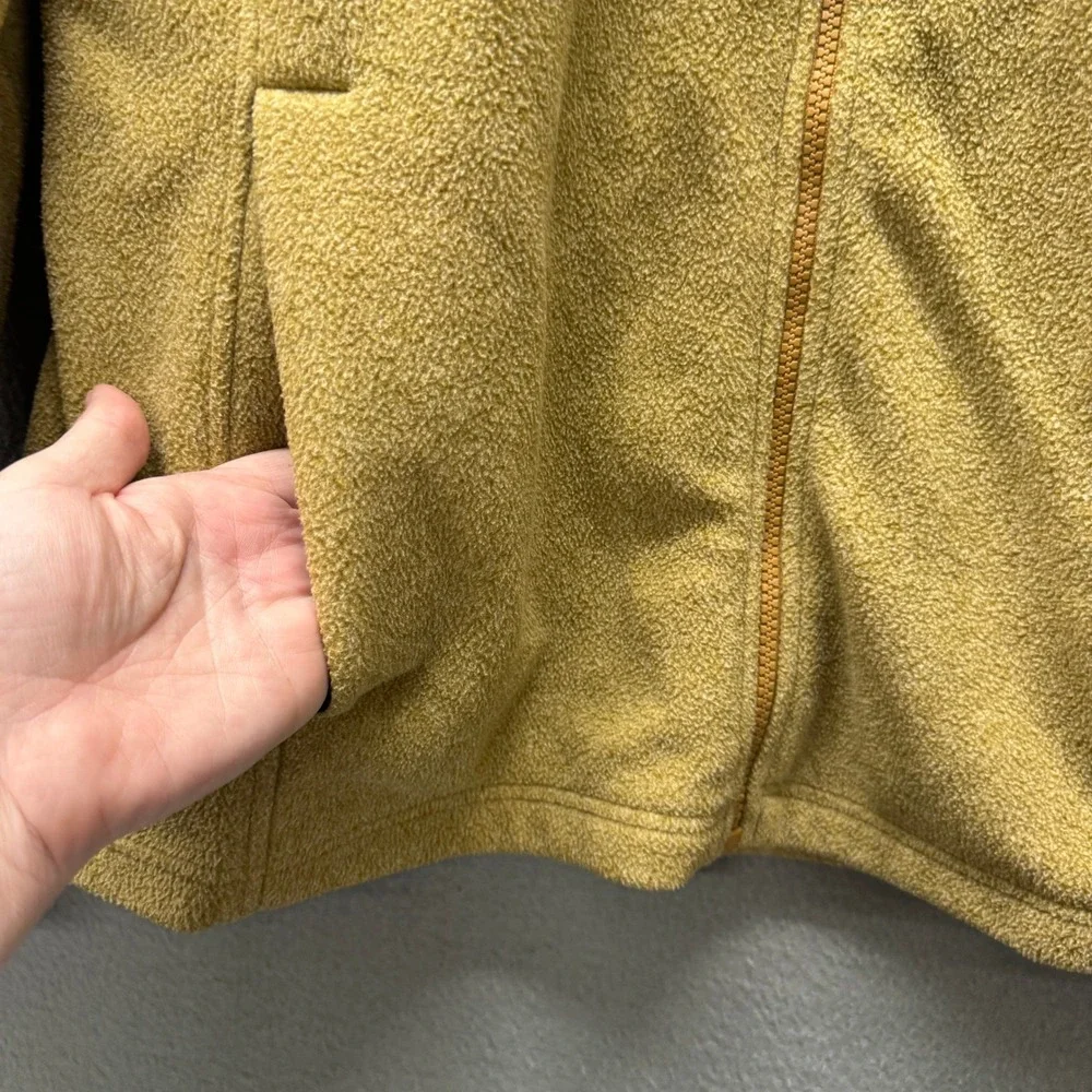 The North Face Fleece Jacket Mens Large Denali Tan Black Full Zip + Pockets